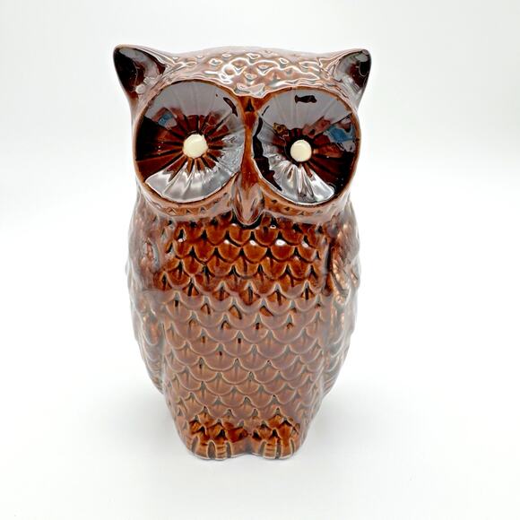 Vintage Other - Vintage Hand Painted Owl Figurine Ceramic Mold Hobbyist 6.5" Tall